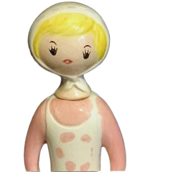 Vintage Menschik Goldman French Dressing Maid Cruet Pink Dot 1950s Japan - Picture 4 of 15